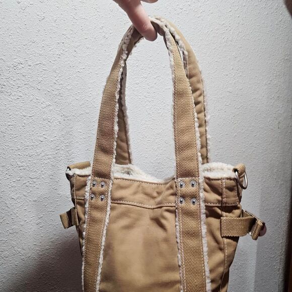 Vintage y2k roxy tan sherpa rectangular shoulder purse - Picture 5 of 8